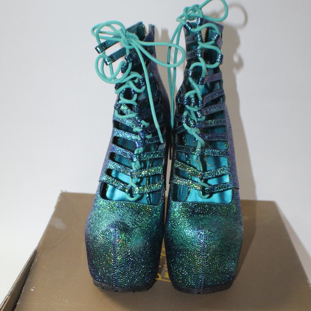 Privileged By J.C Dossier Whaam Teal Stilleto Size 8